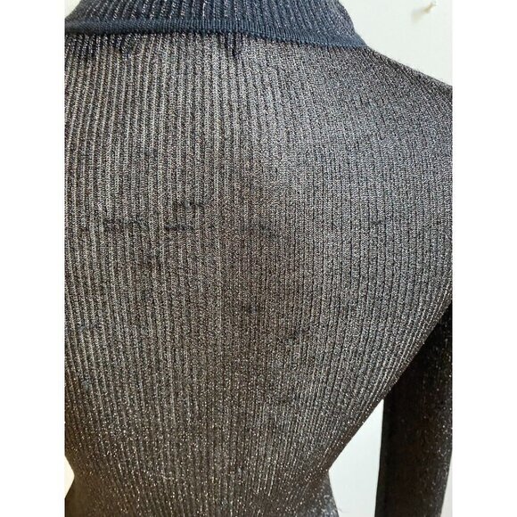RAG & Bone "Cherie" Lurex Mock Neck Ribbed Sweater Women Sz Small Sparkle Slim - Picture 5 of 8